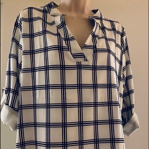 Black & White Check V Neck Loose, Top